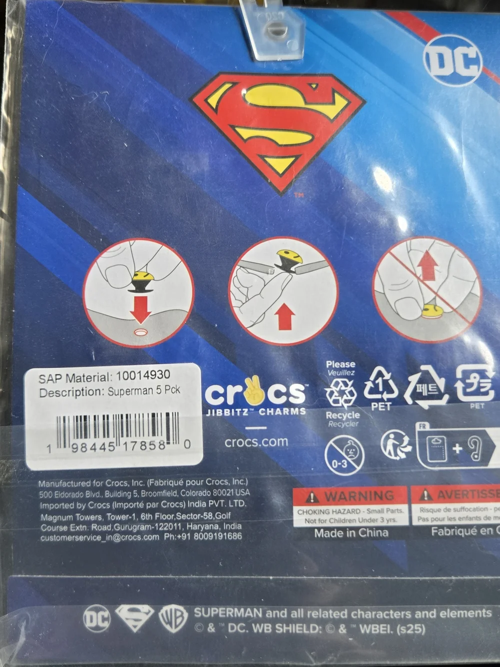 Crocs Jibbitz Original Superman Charm Set Of 5 - Picture 5 of 6
